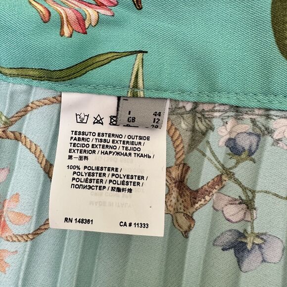 PINKO Women's Green Floral Garden Print Pleated Midi Skirt Size 8/44 - Picture 8 of 11